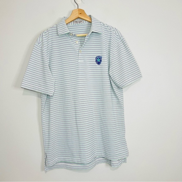 Peter Millar Blue/Green Summer Comfort Golf Polo Large - Picture 1 of 4